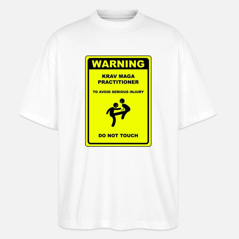 Warnung! Krav Maga Praktizierender! - Stanley/Stella Oversized Unisex Bio T-Shirt Blaster 2.0 - Weiß