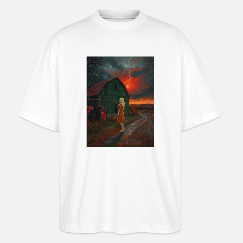 Ciel d’orage mystique avec vue - T-shirt bio Blaster 2.0 coupe oversize Stanley/Stella Unisexe - blanc