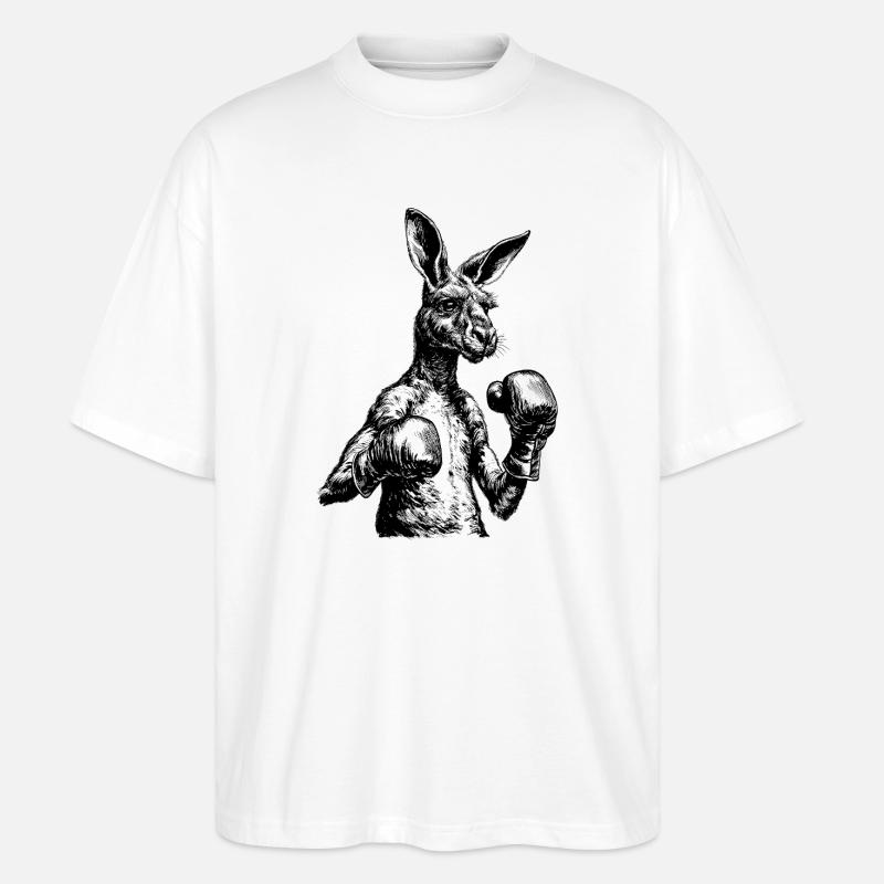 Känguru mit Boxhandschuhen schwarz :) - Stanley/Stella Oversized Unisex Bio T-Shirt Blaster 2.0 - Weiß
