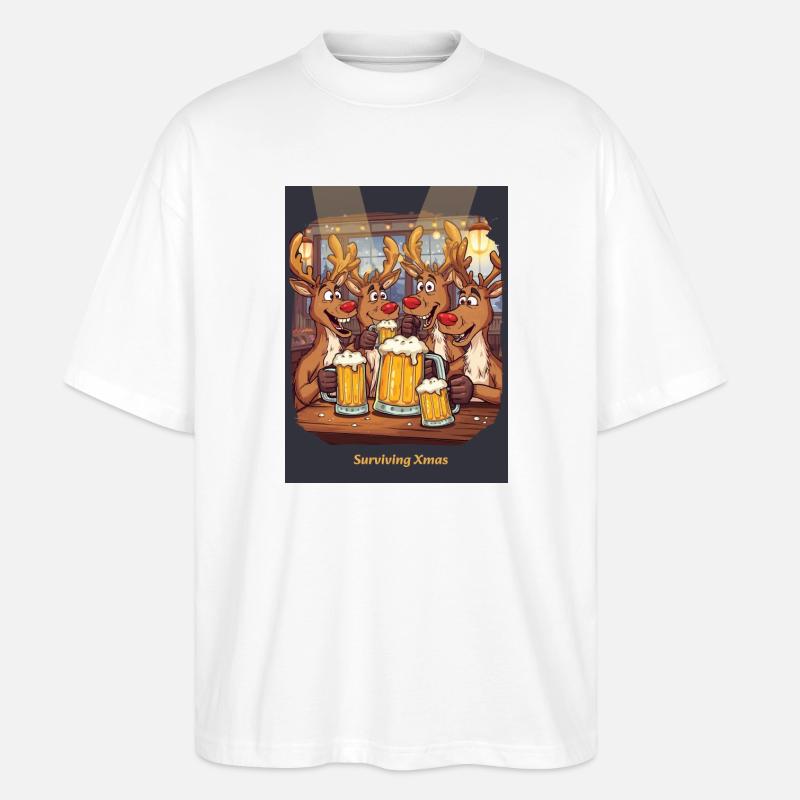 Weihnachten überleben - Stanley/Stella Oversized Unisex Bio T-Shirt Blaster 2.0 - Weiß