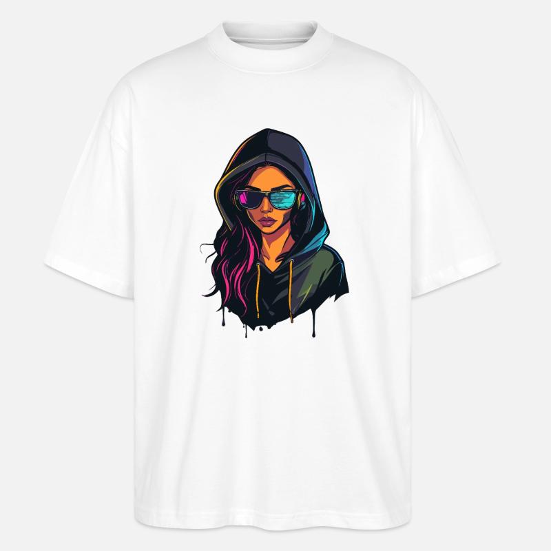 Hacker Programmer Developer Woman Portrait - Stanley/Stella Oversized Unisex Organic T-shirt Blaster 2.0 - white