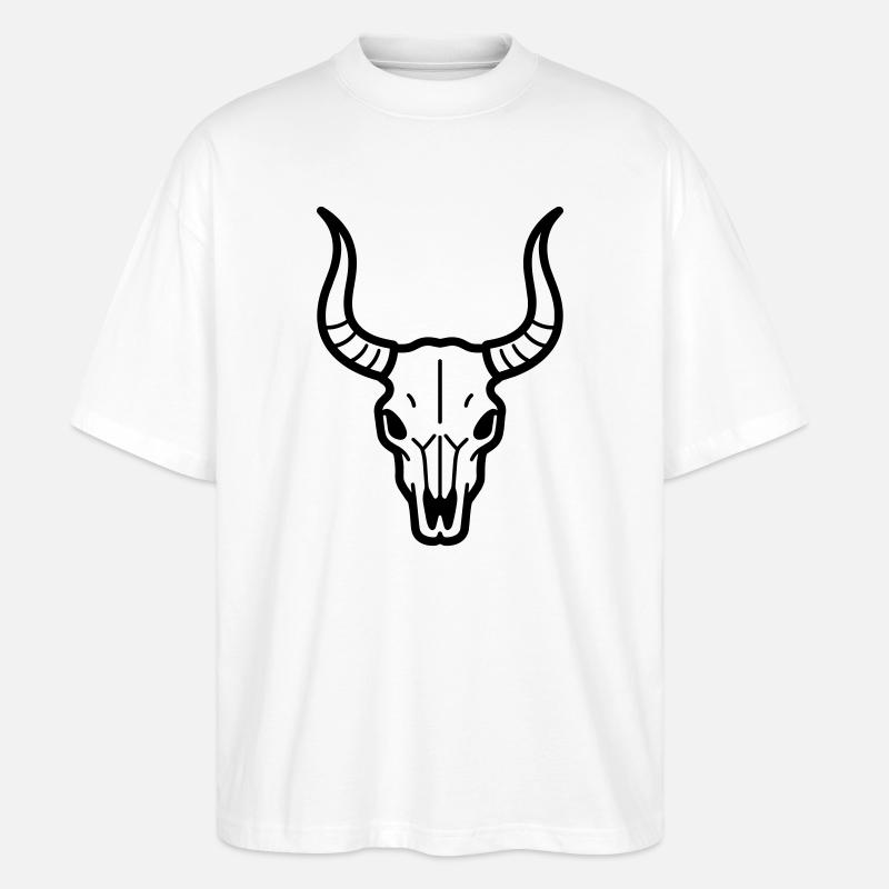Crâne de taureau - T-shirt bio Blaster 2.0 coupe oversize Stanley/Stella Unisexe - blanc