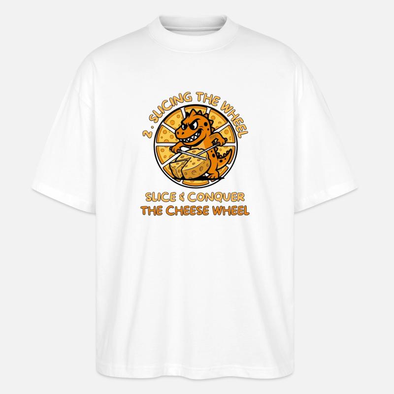 KäseDino : Découpe et Conquérance - T-shirt bio Blaster 2.0 coupe oversize Stanley/Stella Unisexe - blanc