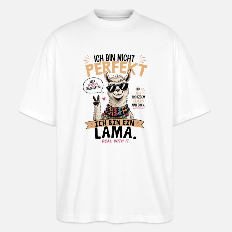 Perfekt: Einzigartige Llama-Style Illustration - Stanley/Stella Oversized Unisex Bio T-Shirt Blaster 2.0 - Weiß