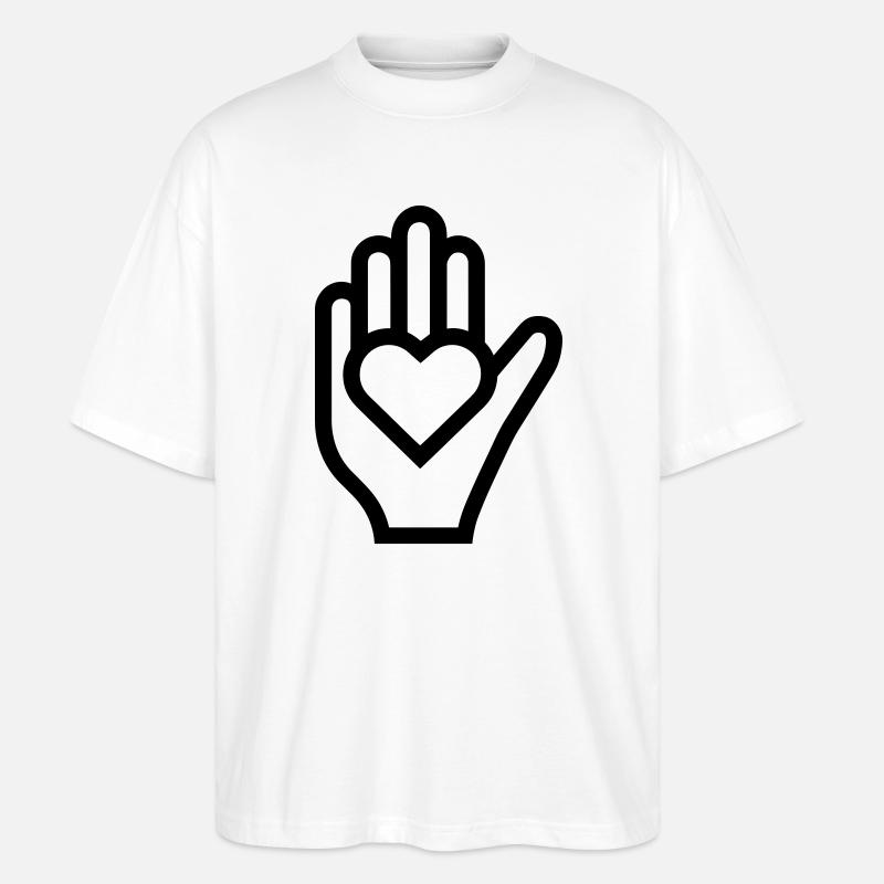 Hand Herz - Stanley/Stella Oversized Unisex Bio T-Shirt Blaster 2.0 - Weiß