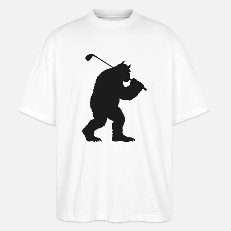 Bigfoot , Golf-Monster - Golf Silhouette - Stanley/Stella Oversized Unisex Bio T-Shirt Blaster 2.0 - Weiß