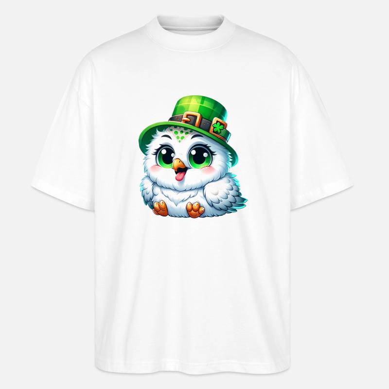 St. Patrick's Süße Schneeeule - Stanley/Stella Oversized Unisex Bio T-Shirt Blaster 2.0 - Weiß