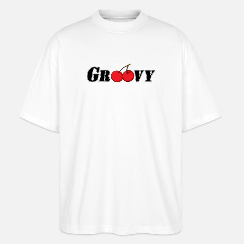 Rote kirsche - Stanley/Stella Oversized Unisex Bio T-Shirt Blaster 2.0 - Weiß