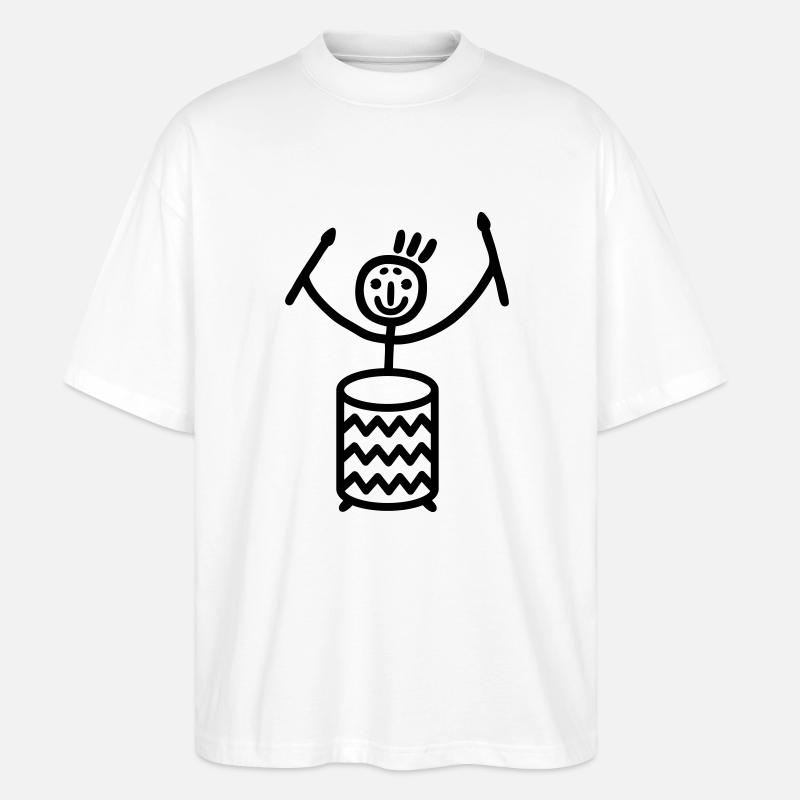 Strichmännchen mit Sambatrommel - Stanley/Stella Oversized Unisex Bio T-Shirt Blaster 2.0 - Weiß