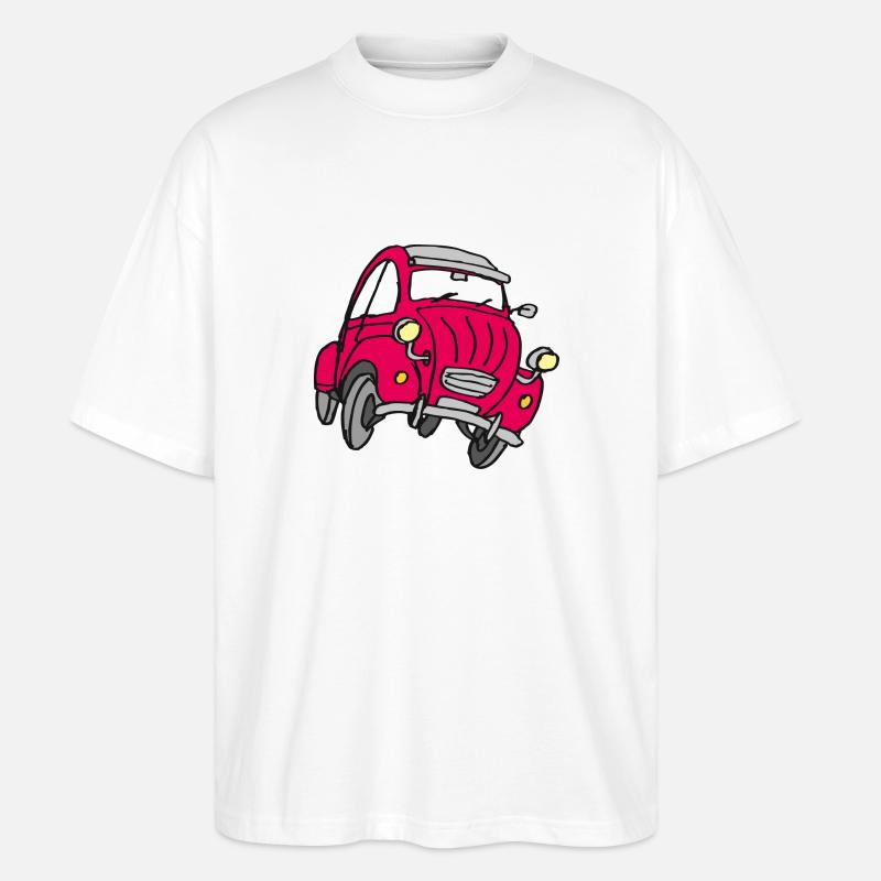 Comic Kleinwagen Rot - Stanley/Stella Oversized Unisex Bio T-Shirt Blaster 2.0 - Weiß