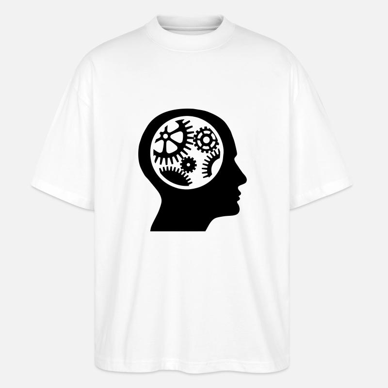 Engrenages dans la tête - silhouette - T-shirt bio Blaster 2.0 coupe oversize Stanley/Stella Unisexe - blanc