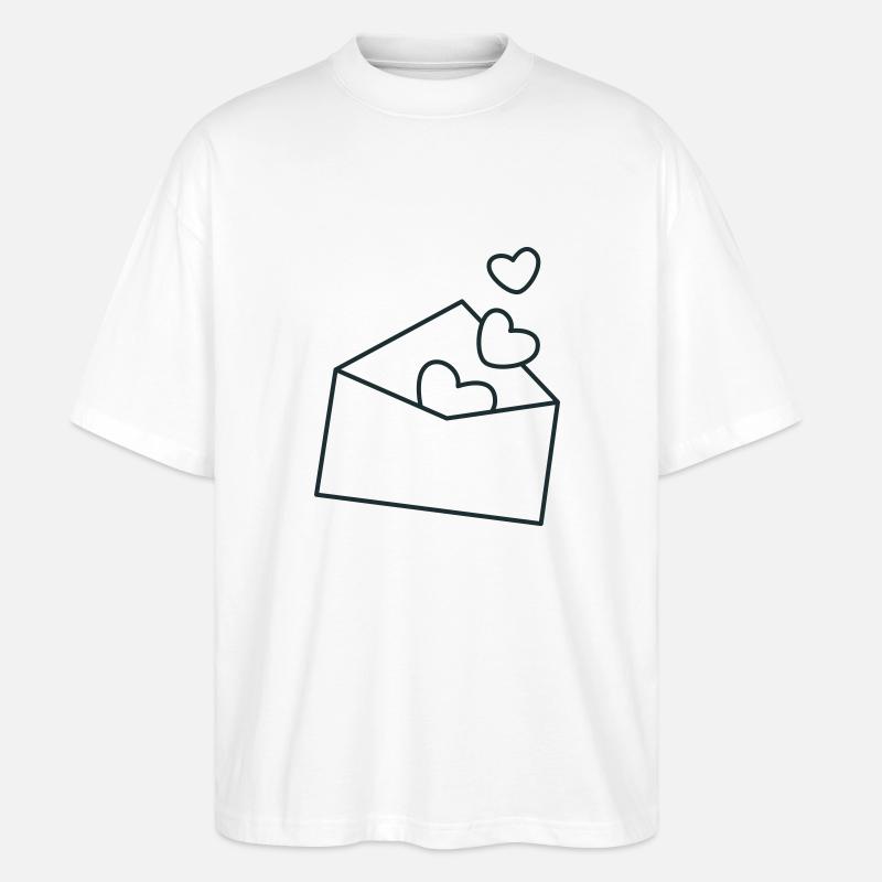 enveloppe avec des cœurs - T-shirt bio Blaster 2.0 coupe oversize Stanley/Stella Unisexe - blanc