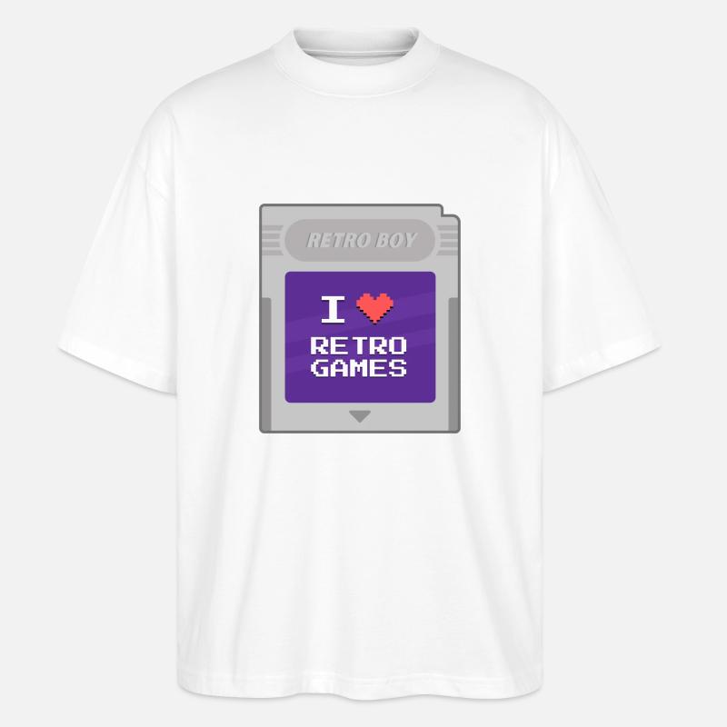 Retro Boy - Ich liebe Retrogames - Stanley/Stella Oversized Unisex Bio T-Shirt Blaster 2.0 - Weiß