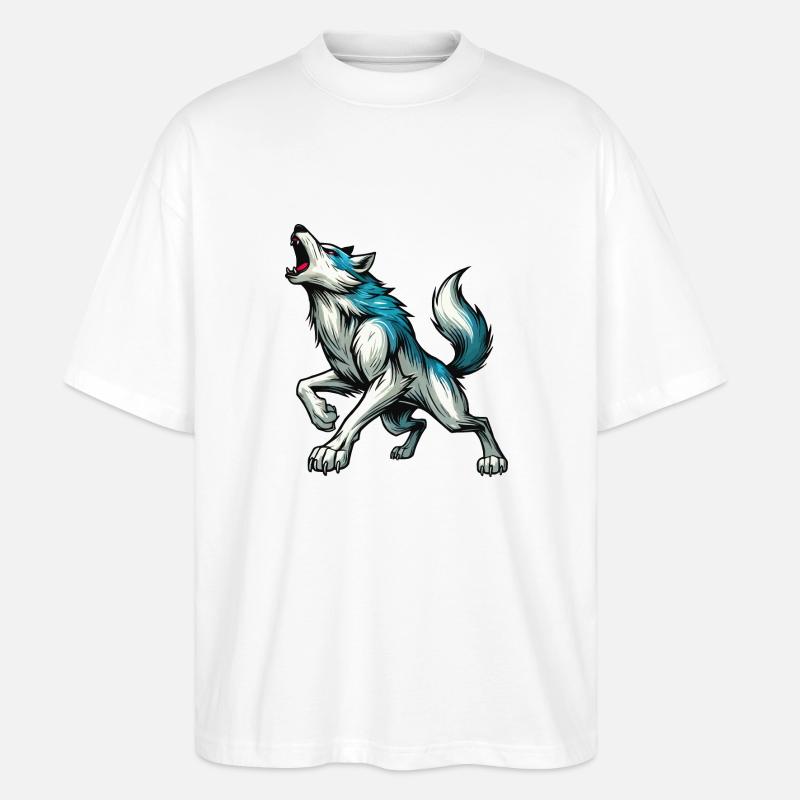 Wolf Comic - Stanley/Stella Oversized Unisex Organic T-shirt Blaster 2.0 - white