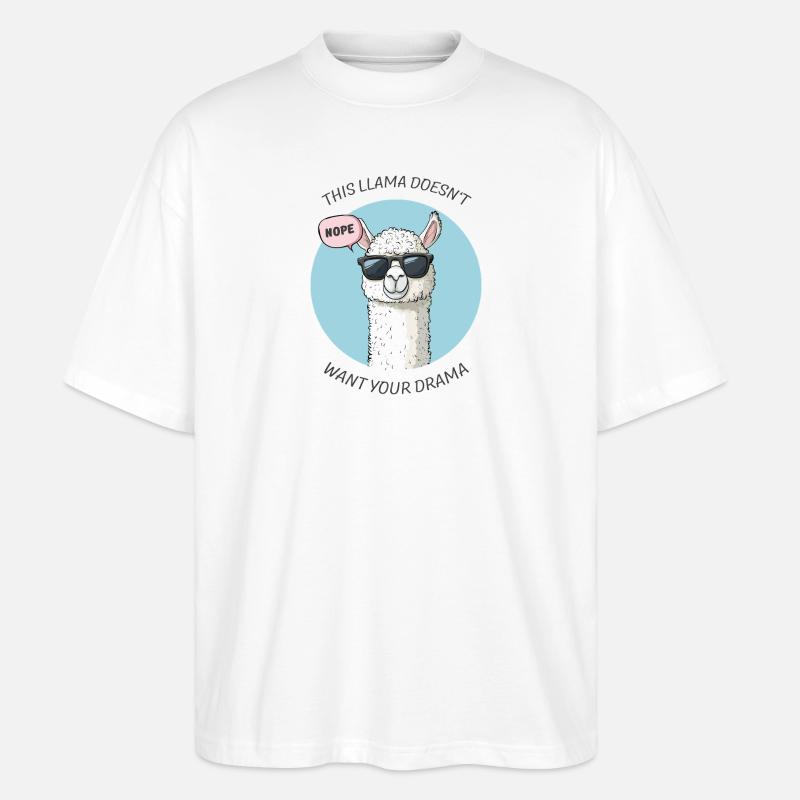 Drame Lama sans drame - T-shirt bio Blaster 2.0 coupe oversize Stanley/Stella Unisexe - blanc