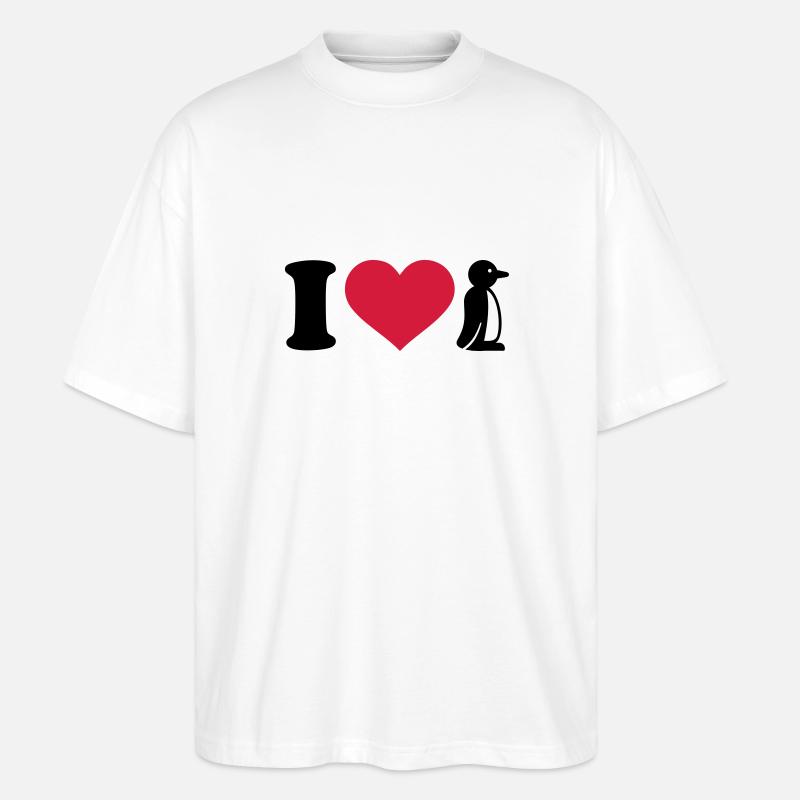 I love Manchot - T-shirt bio Blaster 2.0 coupe oversize Stanley/Stella Unisexe - blanc