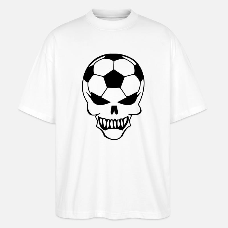 Fußball-Totenkopf - Stanley/Stella Oversized Unisex Bio T-Shirt Blaster 2.0 - Weiß