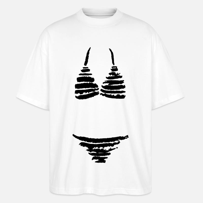 Gestreifter Bikini - Stanley/Stella Oversized Unisex Bio T-Shirt Blaster 2.0 - Weiß