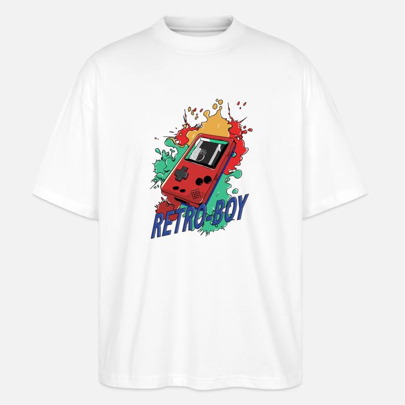 Retro-Boy Game Konsole - Stanley/Stella Oversized Unisex Bio T-Shirt Blaster 2.0 - Weiß