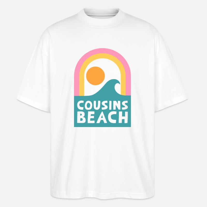 Cousins Beach – Retro Sunset Design - Stanley/Stella Oversized Unisex Bio T-Shirt Blaster 2.0 - Weiß