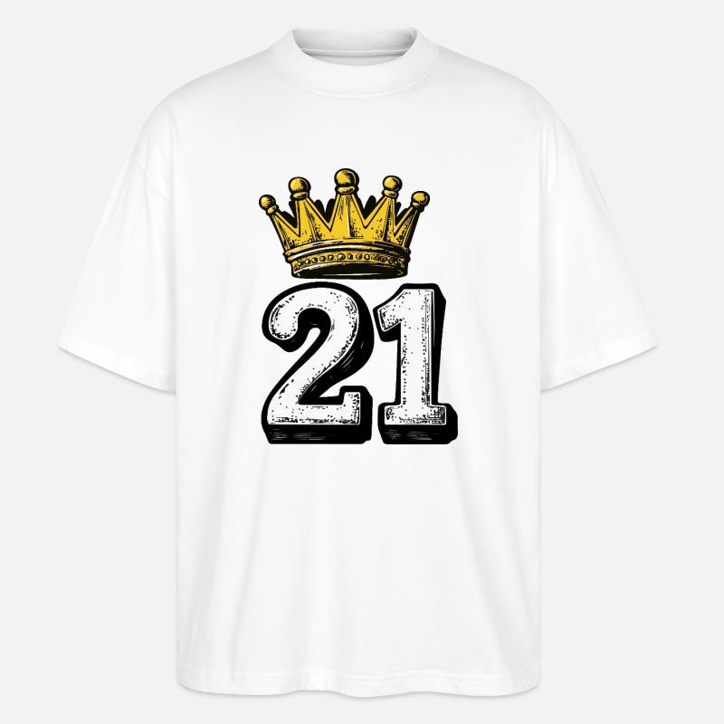 21 Zahl Krone - Stanley/Stella Oversized Unisex Bio T-Shirt Blaster 2.0 - Weiß