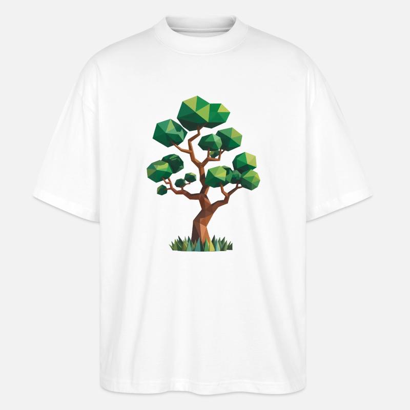 Arbre - Cool Low Poly Logo - T-shirt bio Blaster 2.0 coupe oversize Stanley/Stella Unisexe - blanc