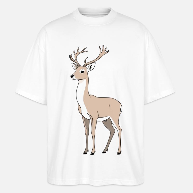 Hirsch mit elegantem Geweih - Stanley/Stella Oversized Unisex Bio T-Shirt Blaster 2.0 - Weiß
