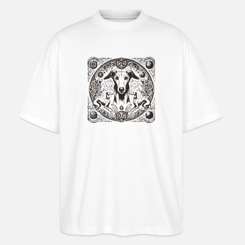 Greyhound Mandala Ornament - Stanley/Stella Oversized Unisex Bio T-Shirt Blaster 2.0 - Weiß
