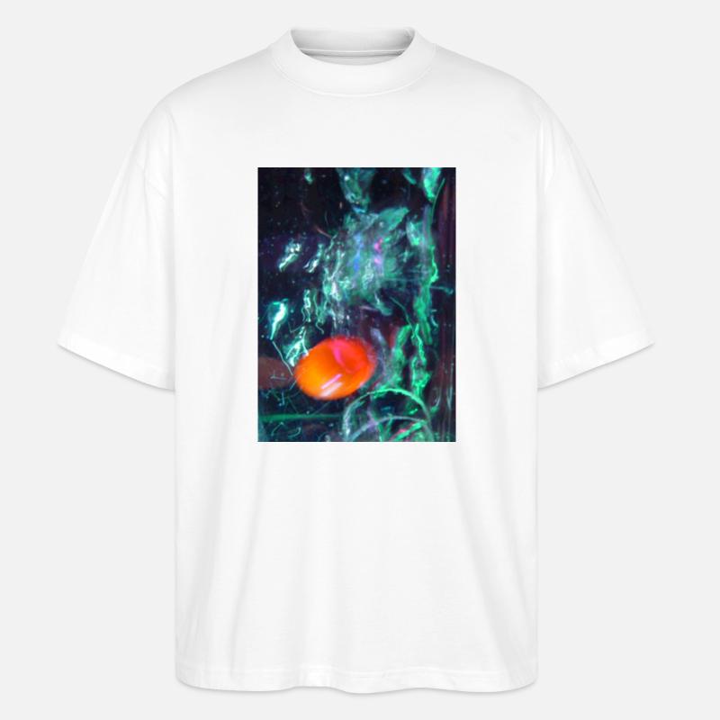 Nébuleuse néon avec Noyau Orange - T-shirt bio Blaster 2.0 coupe oversize Stanley/Stella Unisexe - blanc