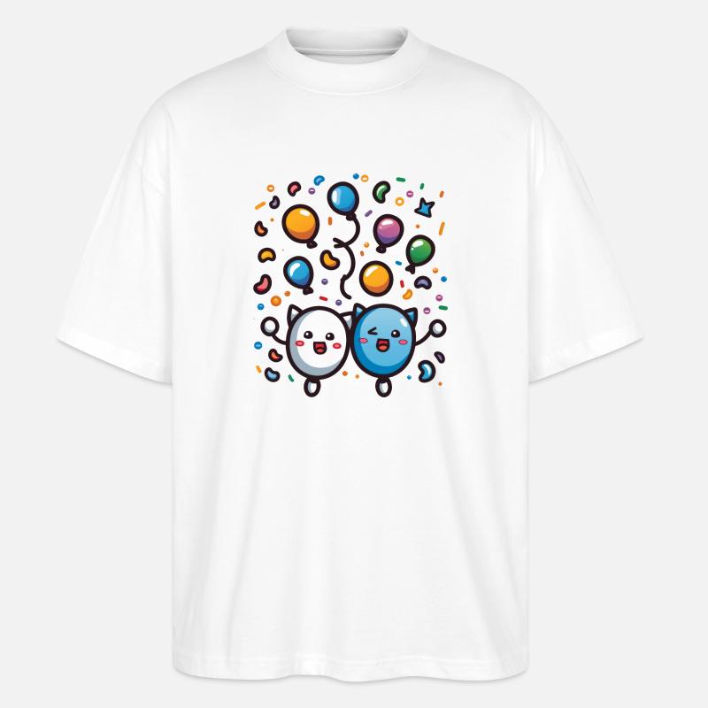 Fasnachtsfreude mit Konfetti - Stanley/Stella Oversized Unisex Bio T-Shirt Blaster 2.0 - Weiß
