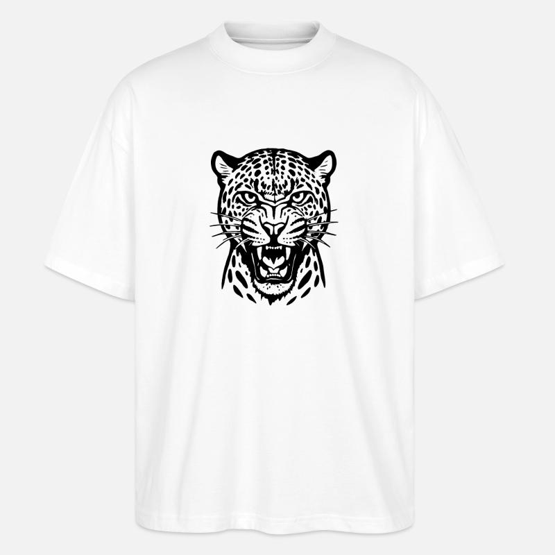 Leopard - Raubkatze, Afrika - Stanley/Stella Oversized Unisex Bio T-Shirt Blaster 2.0 - Weiß