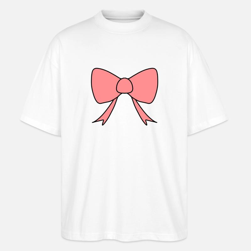 Lyserød sløjfe symbolform - Stanley/Stella Oversize Unisex Øko T-shirt Blaster 2.0 - hvid