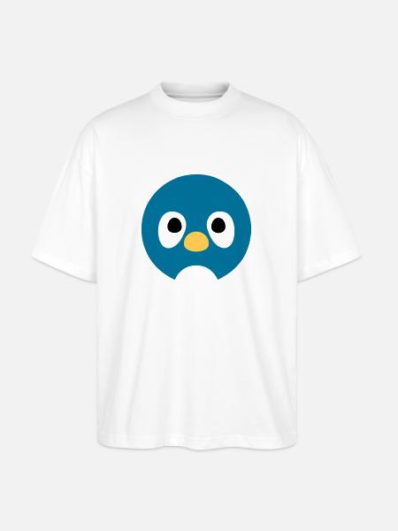 Cartoon Penguin Face - Stanley/Stella Oversized Unisex Organic T-shirt Blaster 2.0 - white