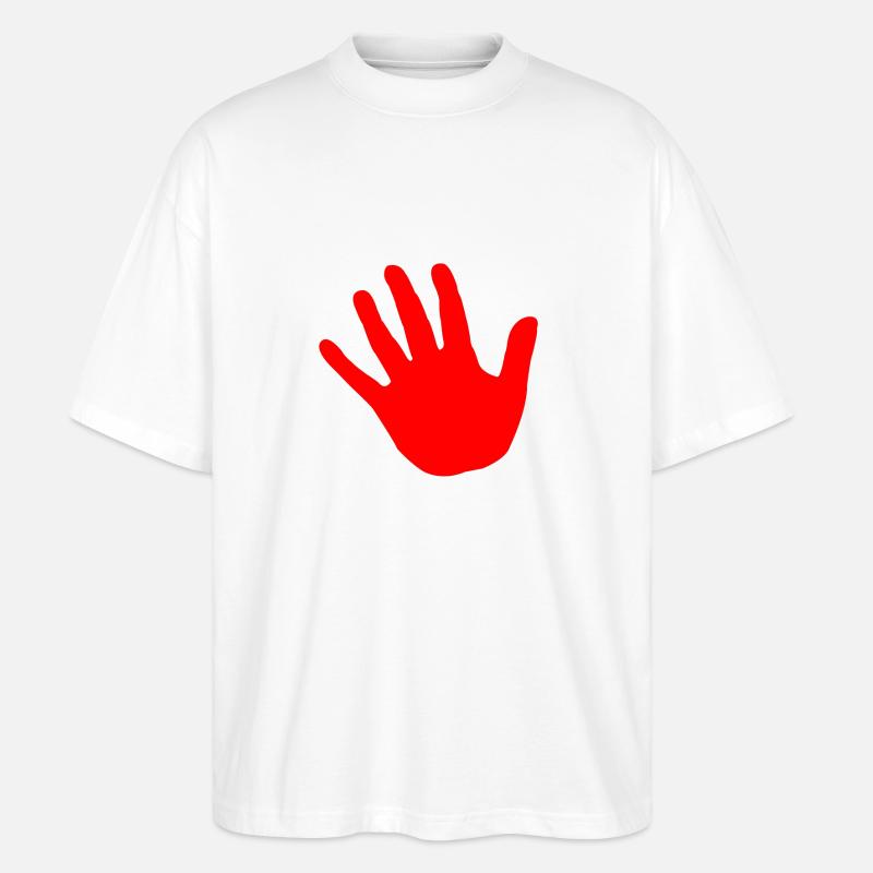 hand rot - Stanley/Stella Oversized Unisex Bio T-Shirt Blaster 2.0 - Weiß