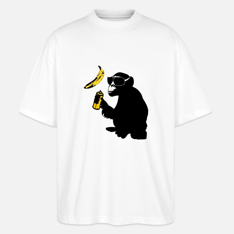 affe sprüht banane - Stanley/Stella Oversized Unisex Bio T-Shirt Blaster 2.0 - Weiß