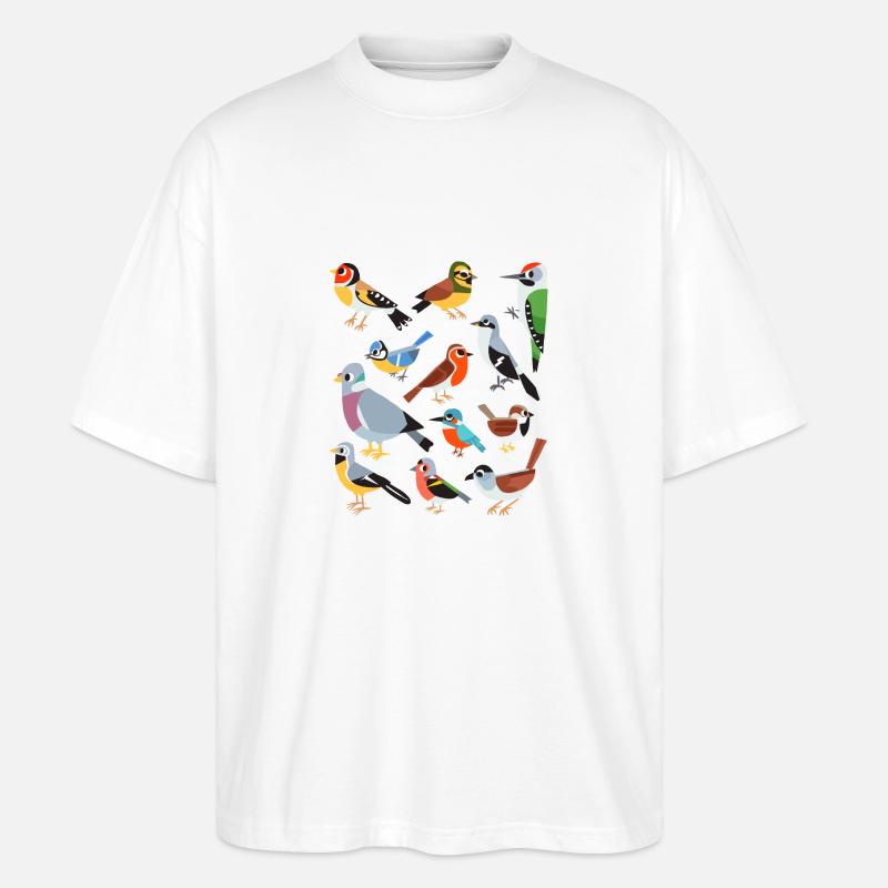 Oiseaux communs d'Europe - T-shirt bio Blaster 2.0 coupe oversize Stanley/Stella Unisexe - blanc