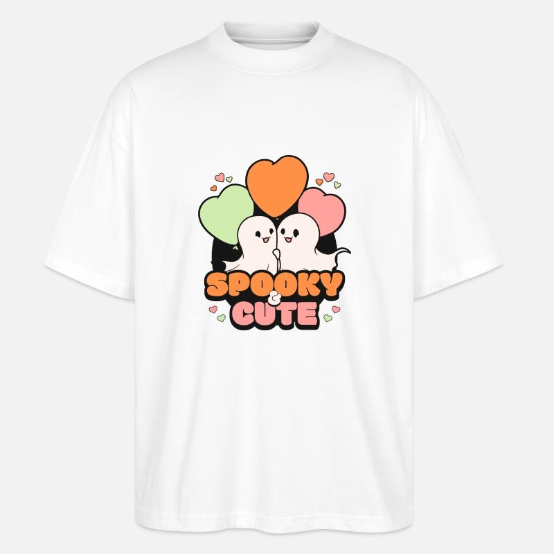 Spooky October Cute Halloween Ghost - Stanley/Stella Oversized Unisex Organic T-shirt Blaster 2.0 - white