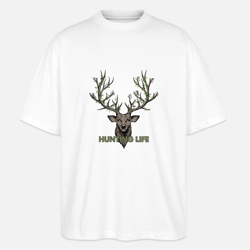 Hunting Elch mit Geweih - Stanley/Stella Oversized Unisex Bio T-Shirt Blaster 2.0 - Weiß