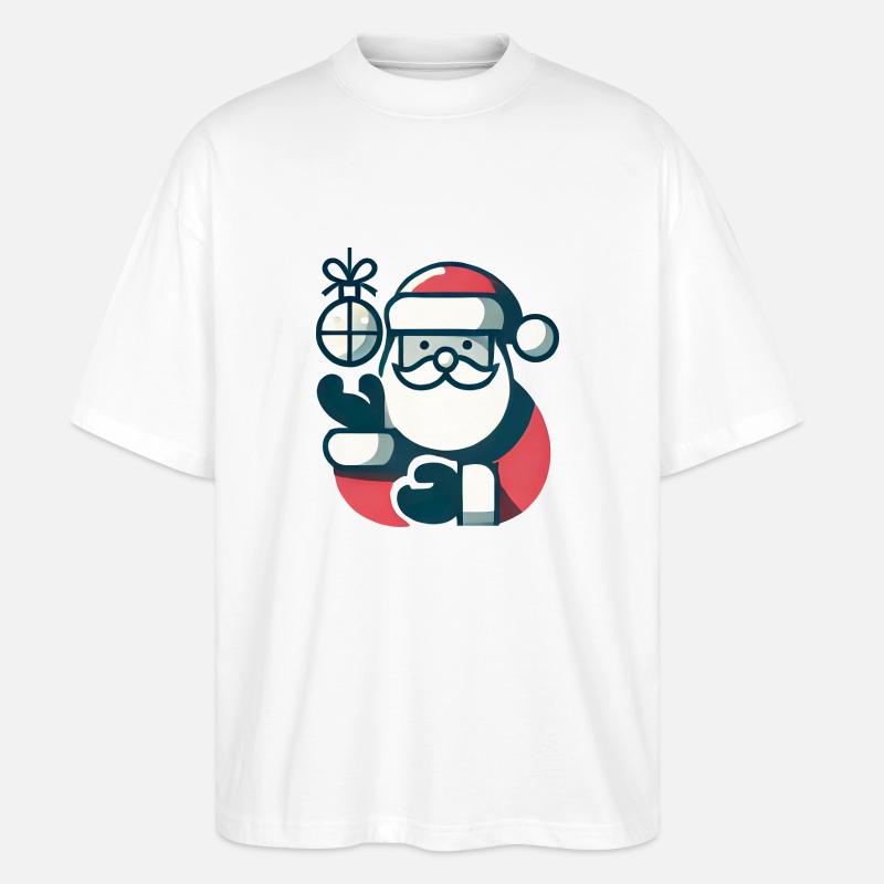 Weihnachtsmann mit Weihnachtskugel - Stanley/Stella Oversized Unisex Bio T-Shirt Blaster 2.0 - Weiß