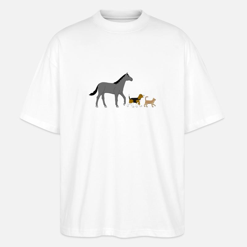 Cheval, chien, chat - T-shirt bio Blaster 2.0 coupe oversize Stanley/Stella Unisexe - blanc