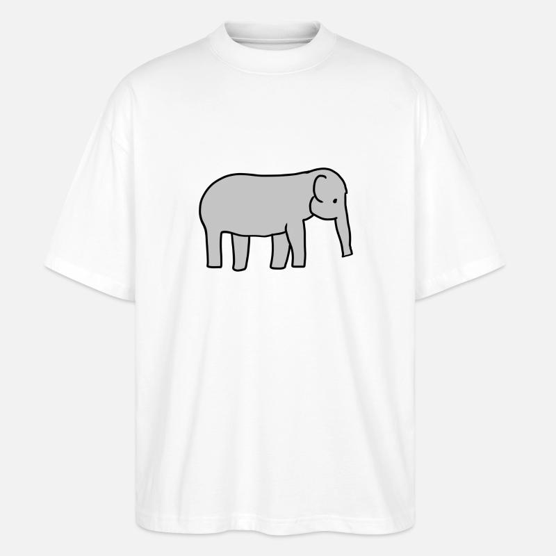 Icône d’animal éléphant gris - T-shirt bio Blaster 2.0 coupe oversize Stanley/Stella Unisexe - blanc