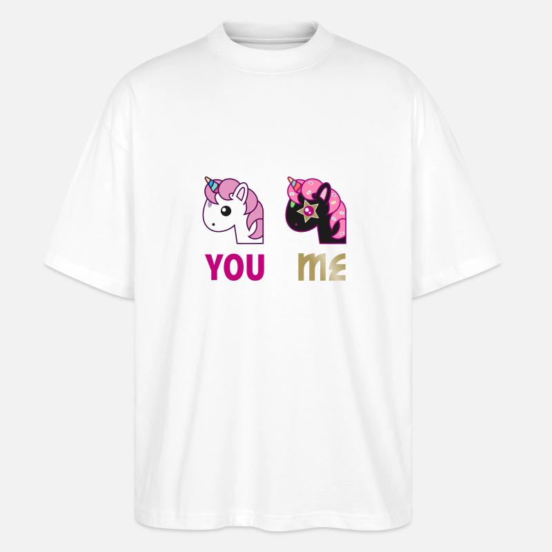 Einhorn You Me - Stanley/Stella Oversized Unisex Bio T-Shirt Blaster 2.0 - Weiß
