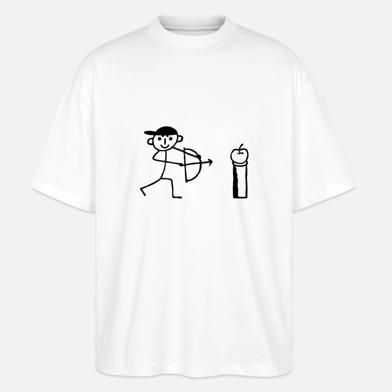 Strichmännchen Apfel schießen - Stanley/Stella Oversized Unisex Bio T-Shirt Blaster 2.0 - Weiß