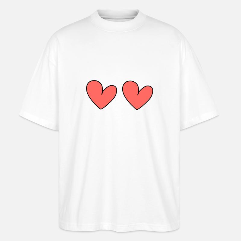 Herz zwei Herzen Symbol - Stanley/Stella Oversized Unisex Bio T-Shirt Blaster 2.0 - Weiß