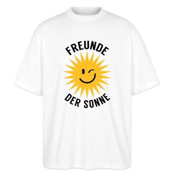 Freunde der Sonne - Stanley/Stella Oversized Unisex Bio T-Shirt Blaster 2.0 - Weiß - Vorne - Alina (178cm) & Michal (187cm)