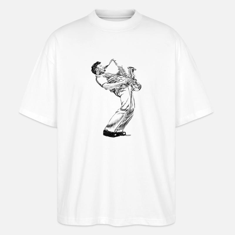 Saksofonist - T-shirt bio Blaster 2.0 coupe oversize Stanley/Stella Unisexe - blanc