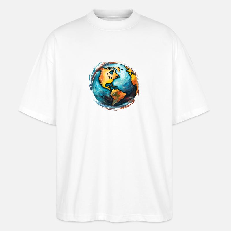 Globus in Bewegung - Stanley/Stella Oversized Unisex Bio T-Shirt Blaster 2.0 - Weiß