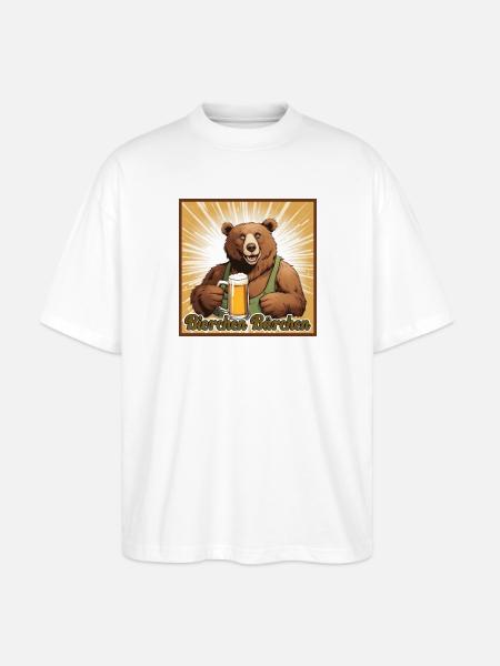Bierchen Bärchen - Stanley/Stella Oversized Unisex Bio T-Shirt Blaster 2.0 - Weiß
