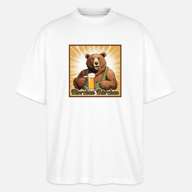 Bierchen Bärchen - Stanley/Stella Oversized Unisex Bio T-Shirt Blaster 2.0 - Weiß