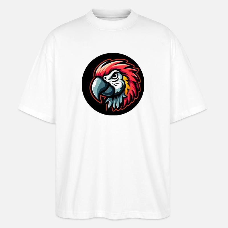 Papagei Comic Kopf bunt - Stanley/Stella Oversized Unisex Bio T-Shirt Blaster 2.0 - Weiß